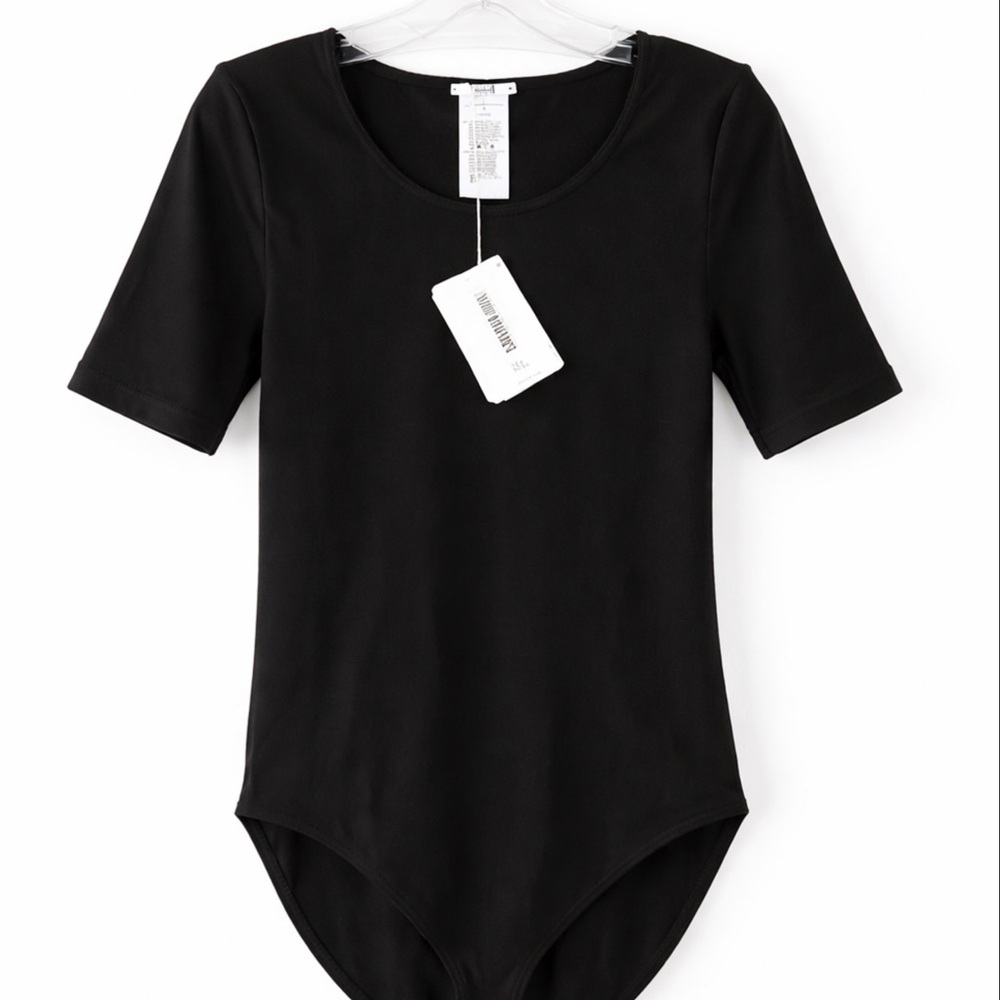 Wolford Bahamas Body Black Bodysuit NWT Short Sleeve Size